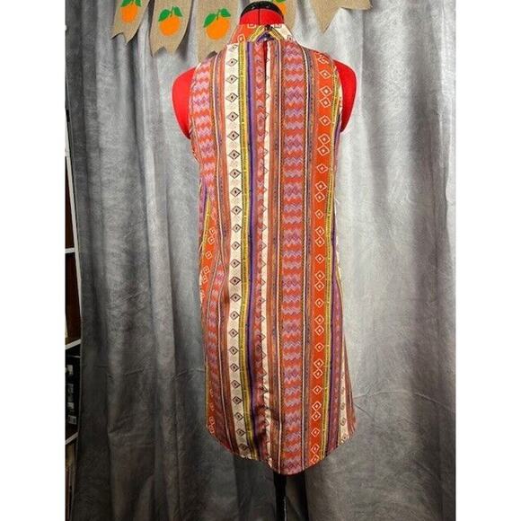 Ppla Chalco Swing Dress Sleeveless Halter High Neckline Multicolor Boho Sz M - Picture 2 of 4